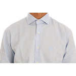 Cavalli Light Blue Cotton Dress Shirt Cavalli Light Gray