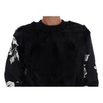 Dolce & Gabbana Black Fur Floral Brocade Zipper Sweater JKT1047#2-1