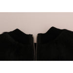 Dolce & Gabbana Black Fur Floral Brocade Zipper Sweater JKT1047#2-1