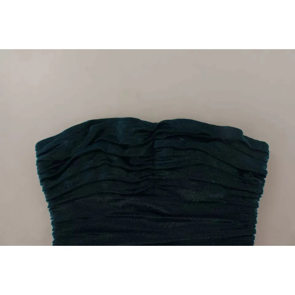 Dolce & Gabbana Turquoise Bustier Bodice Draped Midi Dress. DR28617##2- 42