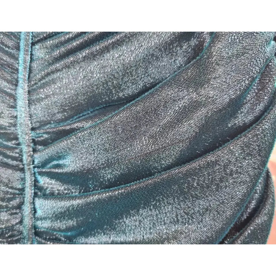 Dolce & Gabbana Turquoise Bustier Bodice Draped Midi Dress. DR28617##2- 42