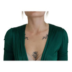 Dolce & Gabbana Dark Green Viscose Long Sleeve Midi Dress DR28879-36