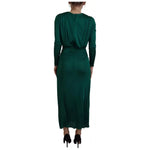 Dolce & Gabbana Dark Green Viscose Long Sleeve Midi Dress DR28879-36