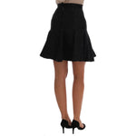Dolce & Gabbana Black Floral Jacquard Silk A-Line Skirt SKI1093-1
