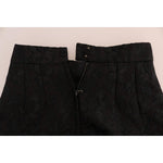 Dolce & Gabbana Black Floral Jacquard Silk A-Line Skirt SKI1093-1