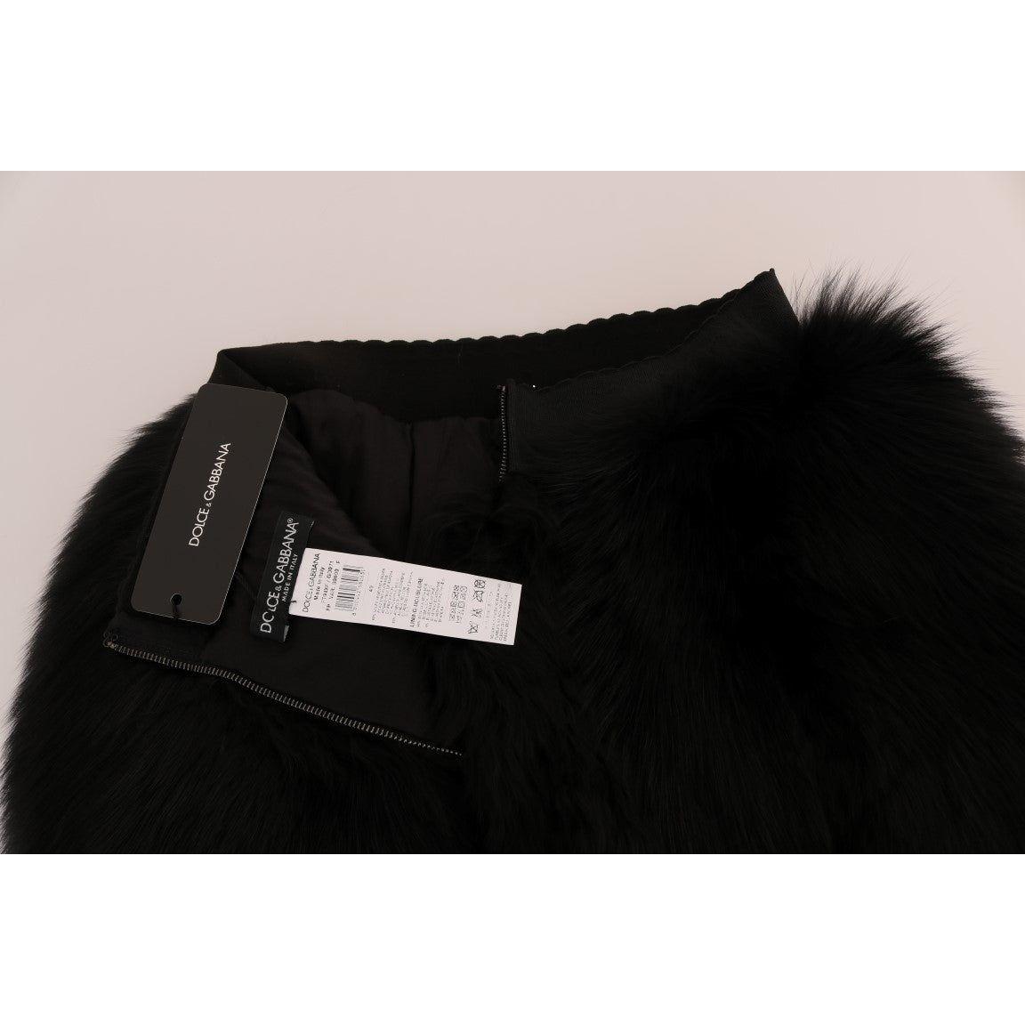 Dolce & Gabbana Black Lamb Fox Fur Mini Hot Pants SKI1097-1