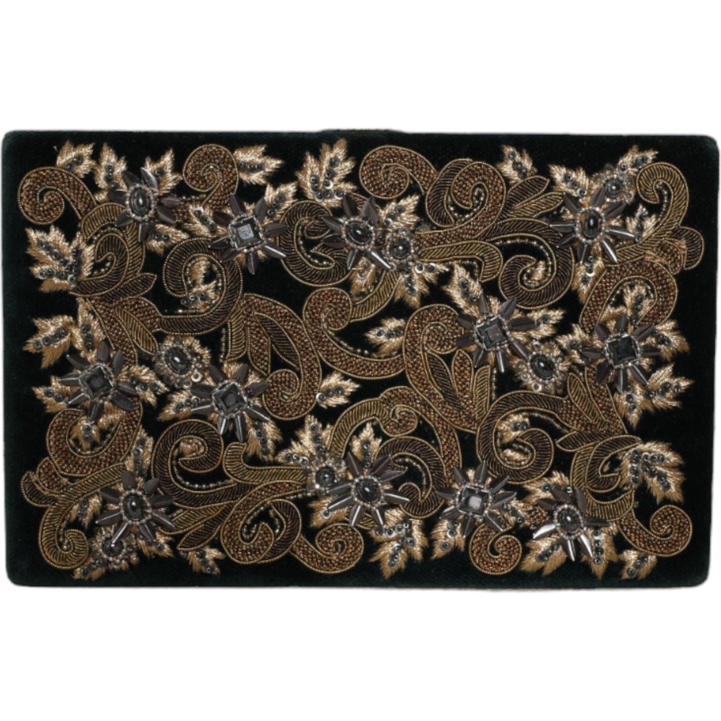 Dolce & Gabbana Black Velvet Gold Frame Clutch Evening Party Purse Bag BAG1582