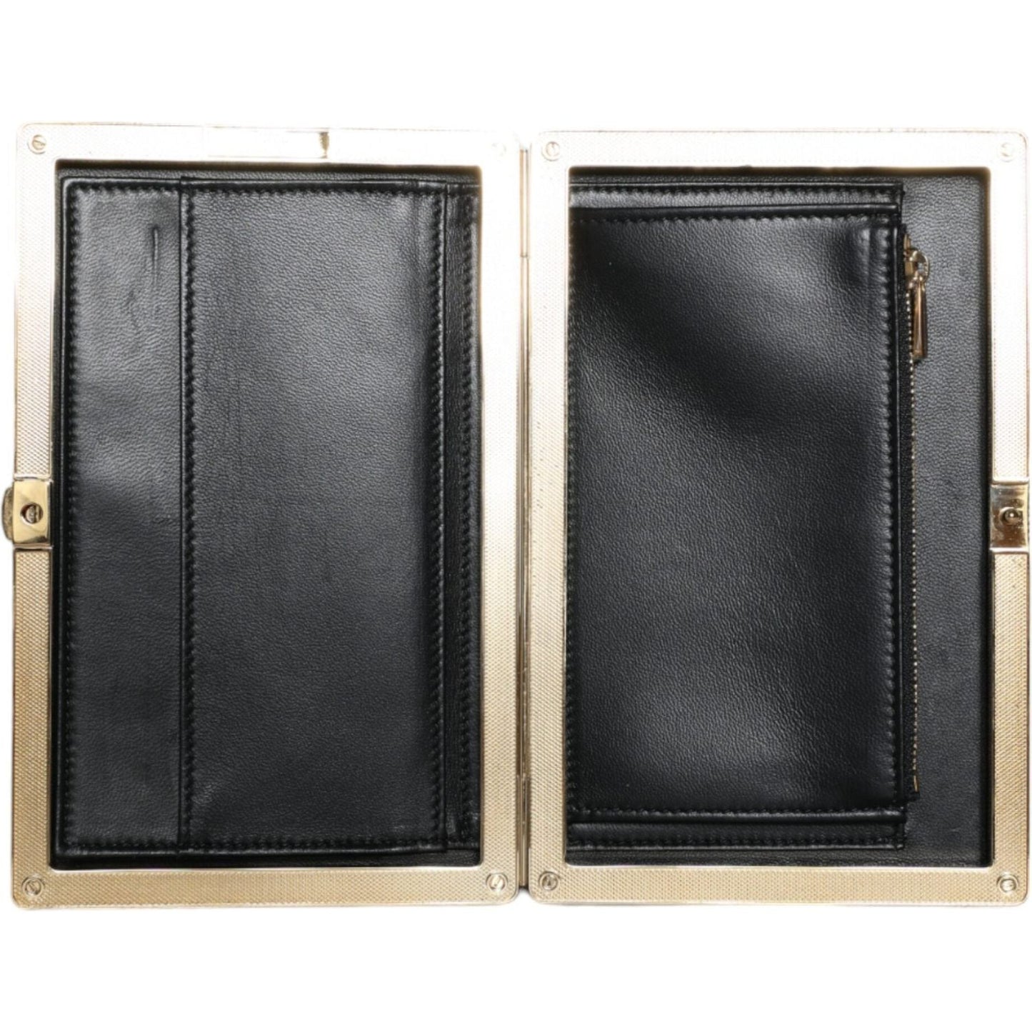 Dolce & Gabbana Black Velvet Gold Frame Clutch Evening Party Purse Bag BAG1582