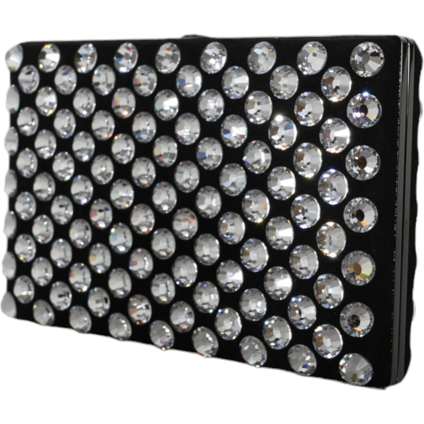 Dolce & Gabbana Black Velvet Crystal Clutch Evening Party Purse Bag BAG1585