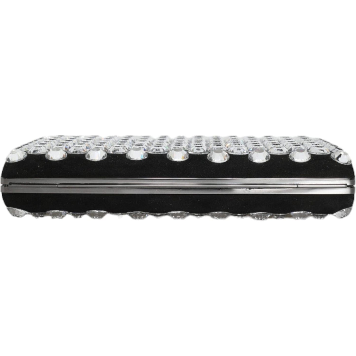 Dolce & Gabbana Black Velvet Crystal Clutch Evening Party Purse Bag BAG1585
