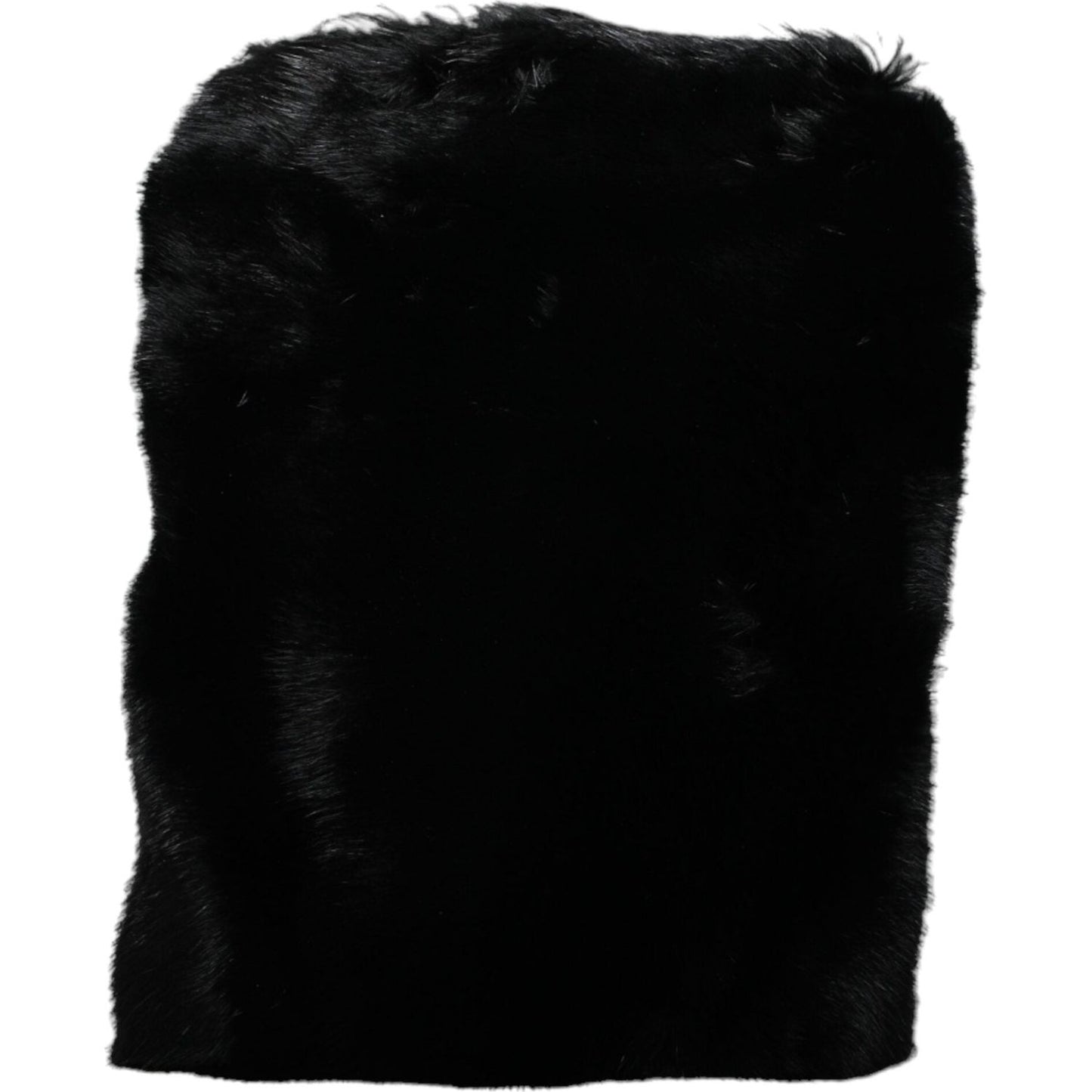 Dolce & Gabbana Black Faux Fur Silver Chain Crossbody Shoulder Purse Bag BAG1586