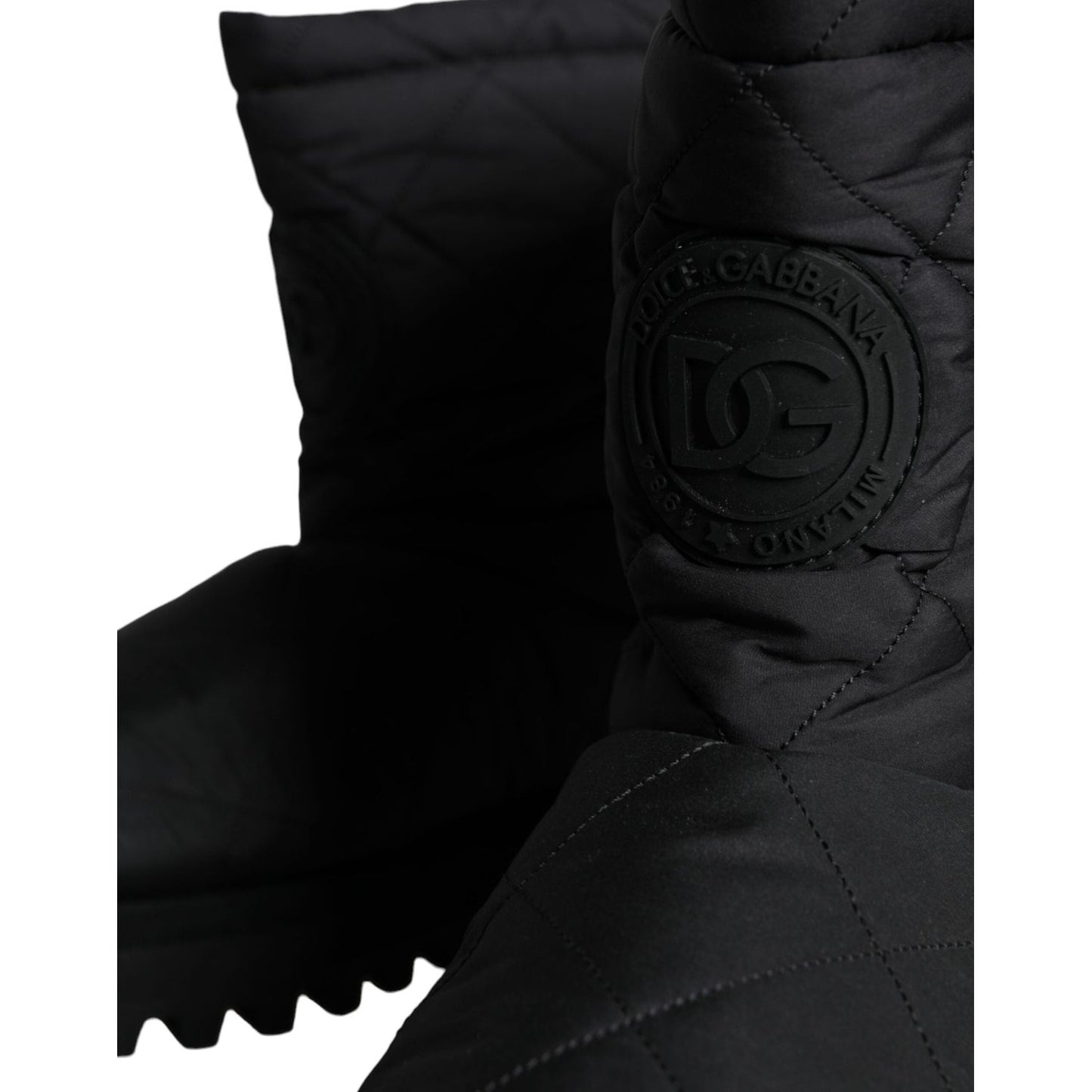 Dolce & Gabbana Black Nylon Padded Mid Calf Men Boots Shoes MV5840-44