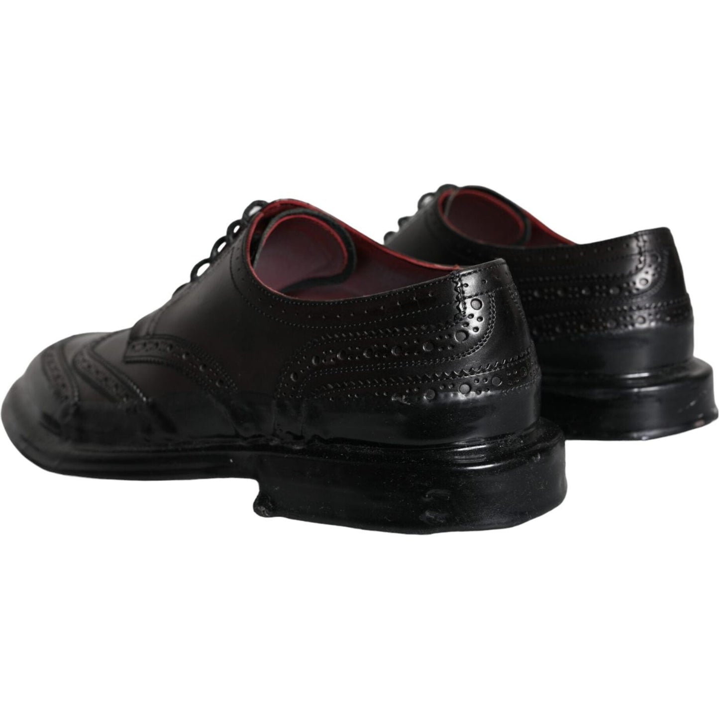 Dolce & Gabbana Black Leather Oxford Wingtip Formal Men Shoes MV5884-42