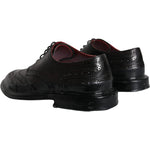 Dolce & Gabbana Black Leather Oxford Wingtip Formal Men Shoes MV5884-42