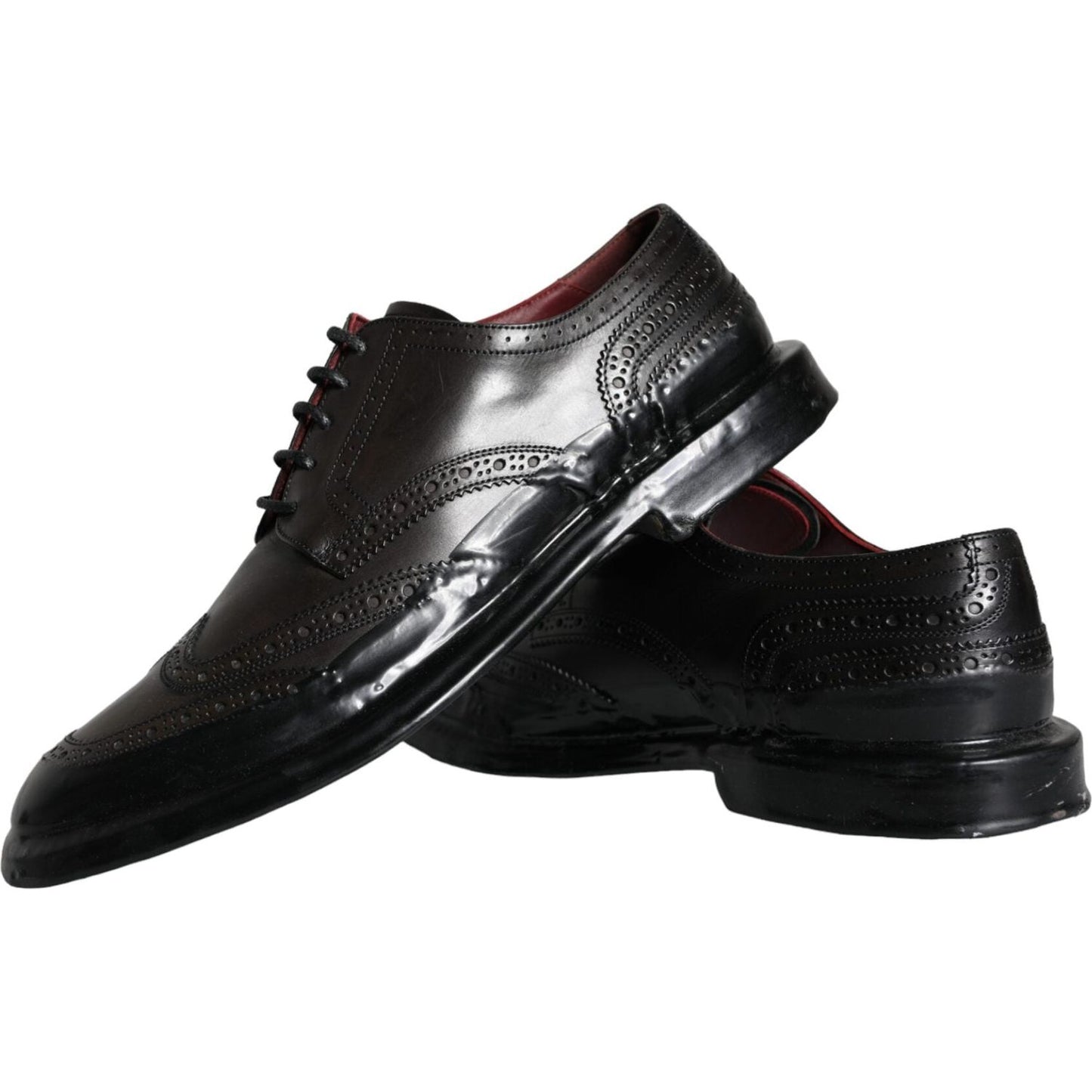 Dolce & Gabbana Black Leather Oxford Wingtip Formal Men Shoes MV5884-42