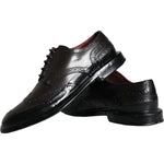 Dolce & Gabbana Black Leather Oxford Wingtip Formal Men Shoes MV5884-42