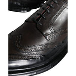 Dolce & Gabbana Black Leather Oxford Wingtip Formal Men Shoes MV5884-42