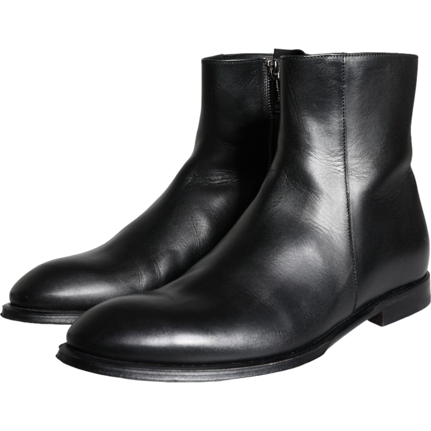Dolce & Gabbana Black Calf Leather Men Ankle Boots Men Shoes MV5893-41