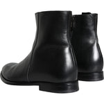 Dolce & Gabbana Black Calf Leather Men Ankle Boots Men Shoes MV5893-41