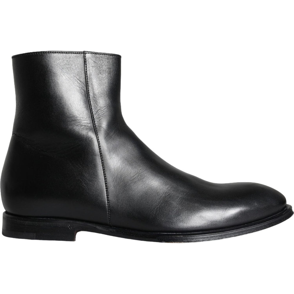 Dolce & Gabbana Black Calf Leather Men Ankle Boots Men Shoes MV5893-41