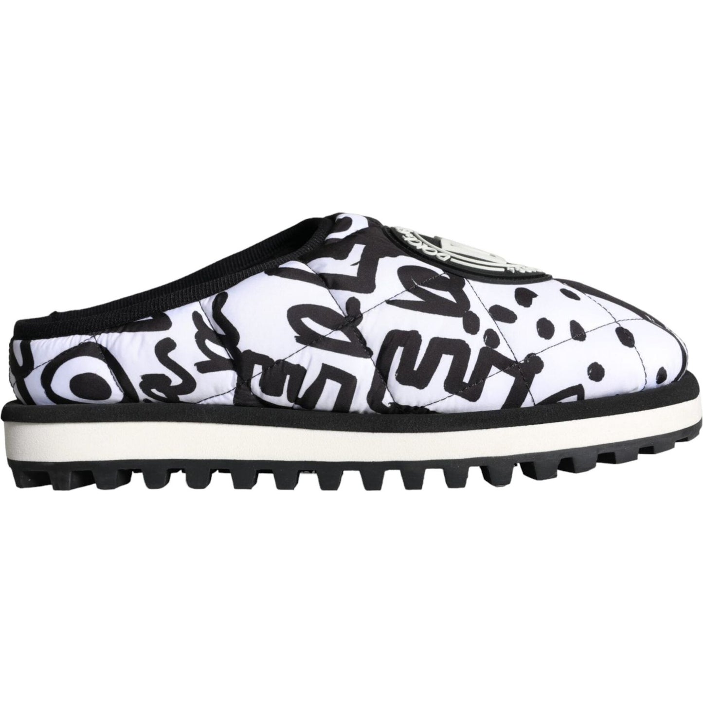 Dolce & Gabbana Black White Quilted Logo Sandals Slides Shoes MV5907-44