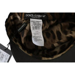 Dolce & Gabbana Black Leather Crystal Beads Gold Ribbon Fiddler Cap HAT70115-56