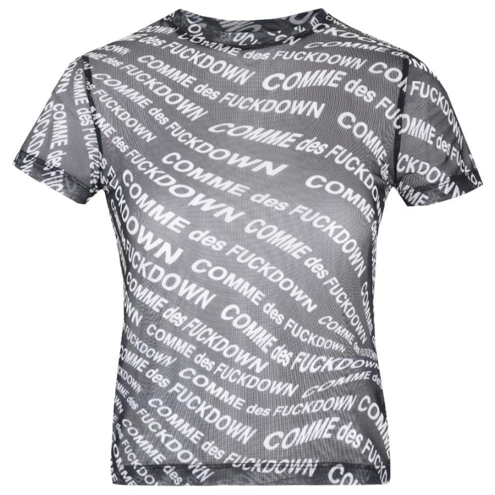 Comme Des Fuckdown Black Polyester Tops & T-Shirt CO-13605-XL