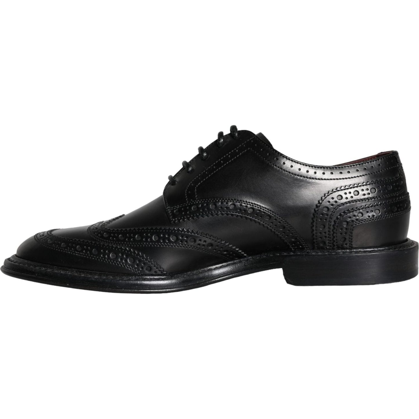 Dolce & Gabbana Black Leather Oxford Wingtip Formal Men Shoes MV6069-39