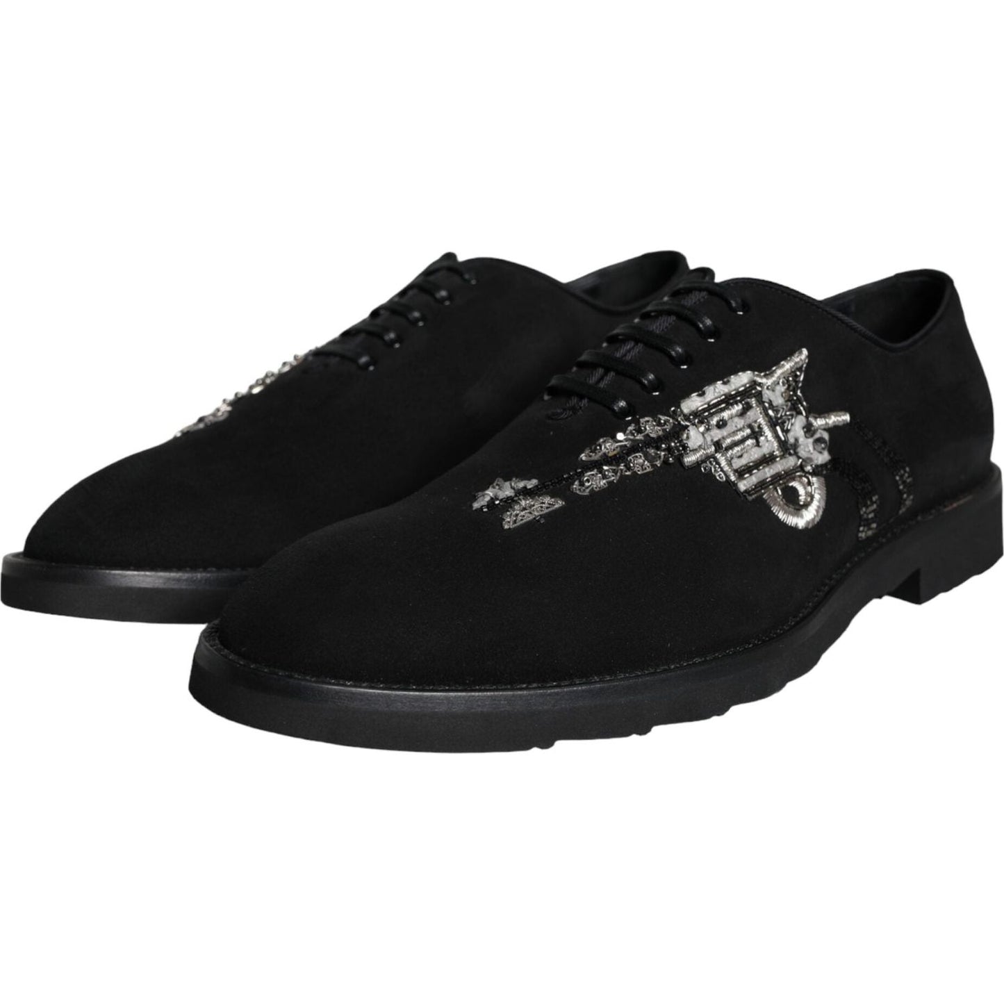 Dolce & Gabbana Black Suede Sicilia Lace Up Formal Shoes MV6123-41.5