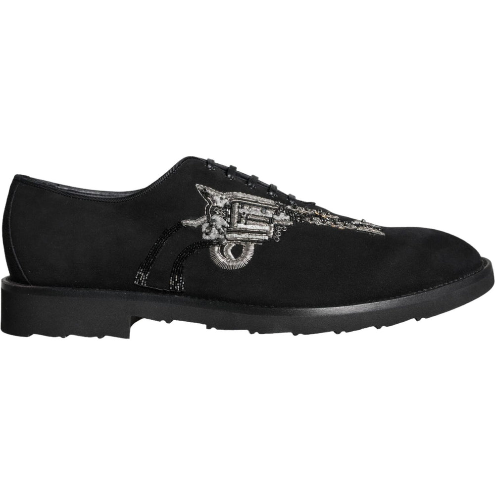 Dolce & Gabbana Black Suede Sicilia Lace Up Formal Shoes MV6123-41.5
