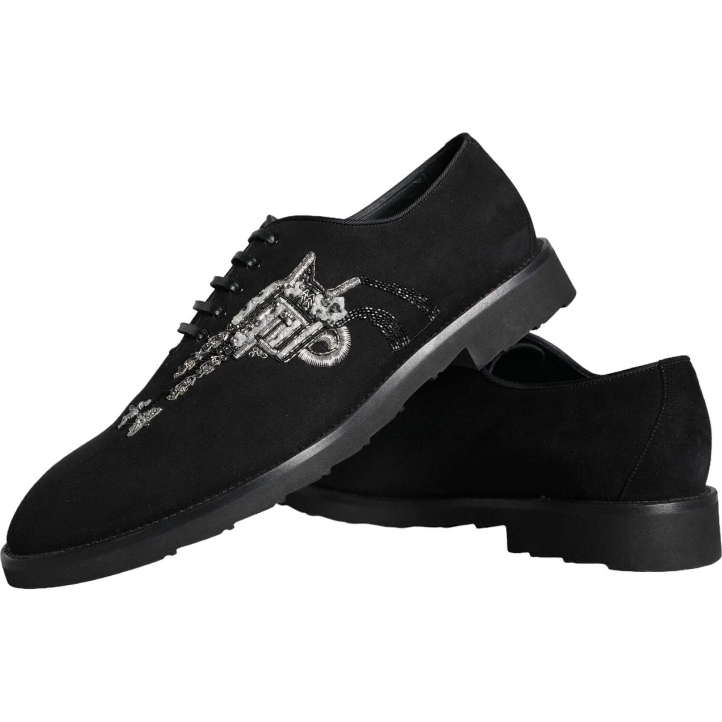 Dolce & Gabbana Black Suede Sicilia Lace Up Formal Shoes MV6123-41.5