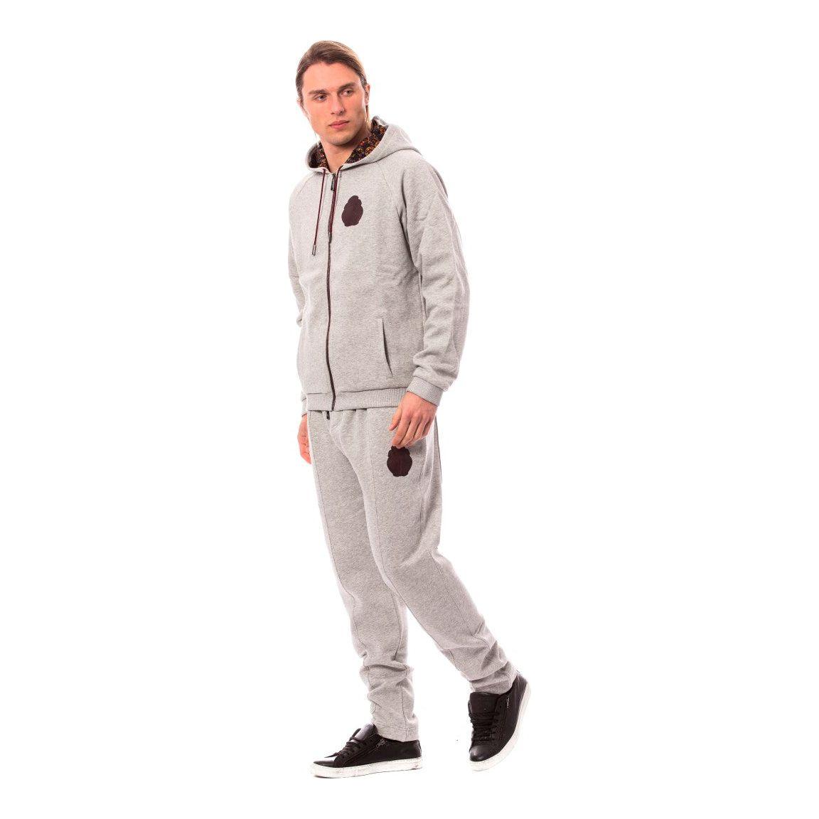 Billionaire Italian Couture Gray Cotton Hooded Sweatsuit