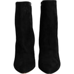 Dolce & Gabbana Black Suede Leather Mid Calf Boots Shoes LA11271-36