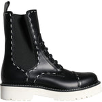 Dolce & Gabbana Black Leather Combat Mid Calf Boots Shoes LA11272-36