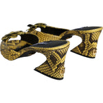 Dolce & Gabbana Yellow Leather Block Heels Slides Shoes LA11313-39