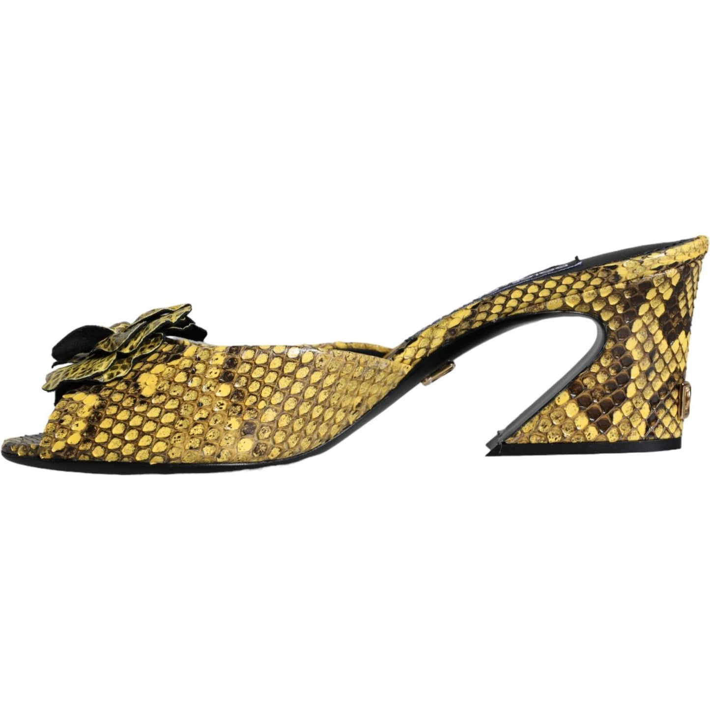 Dolce & Gabbana Yellow Leather Block Heels Slides Shoes LA11313-39
