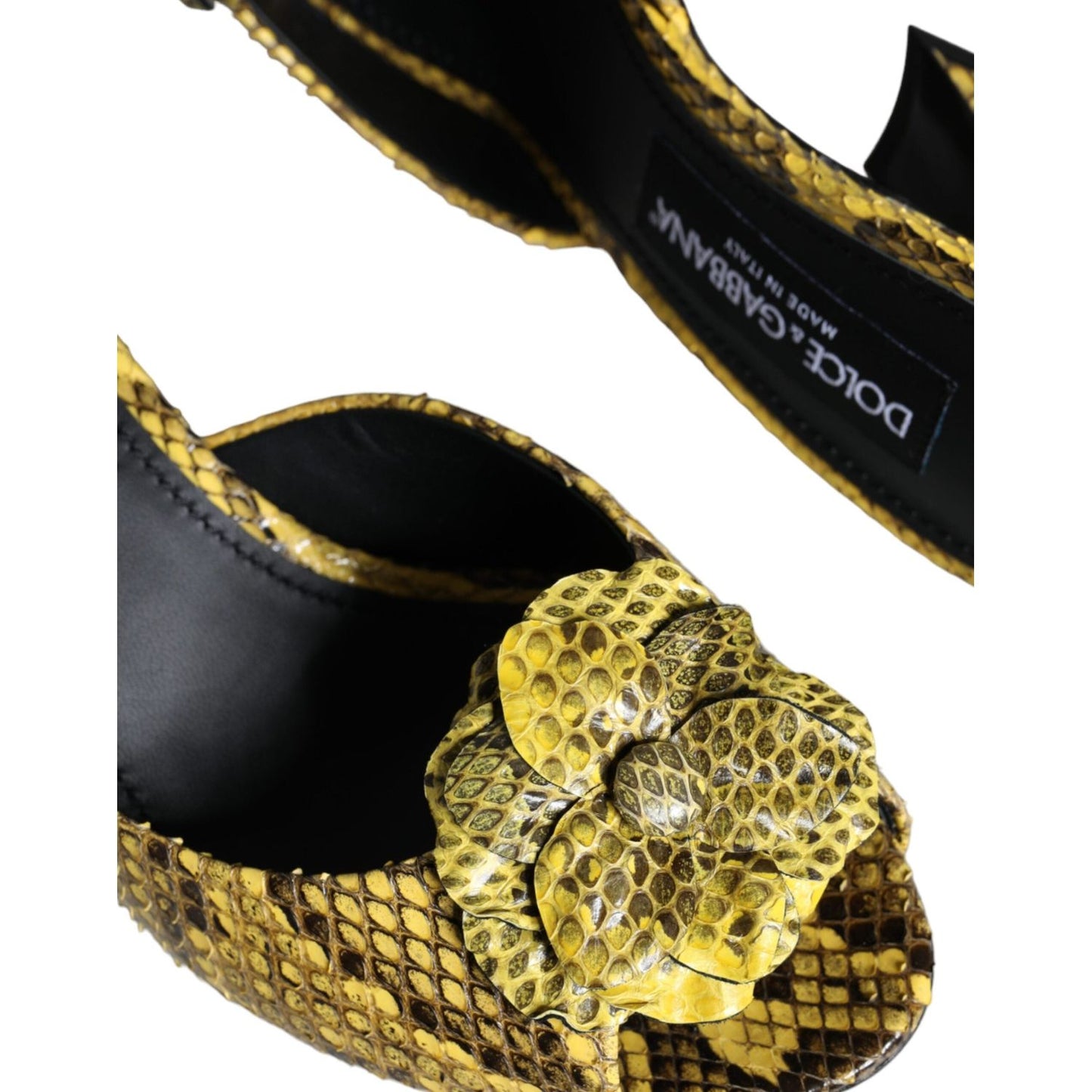 Dolce & Gabbana Yellow Leather Block Heels Slides Shoes LA11313-39