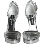 Dolce & Gabbana Silver KEIRA Heels Ankle Strap Sandals Shoes LA11347-38