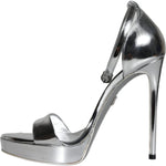 Dolce & Gabbana Silver KEIRA Heels Ankle Strap Sandals Shoes LA11347-38