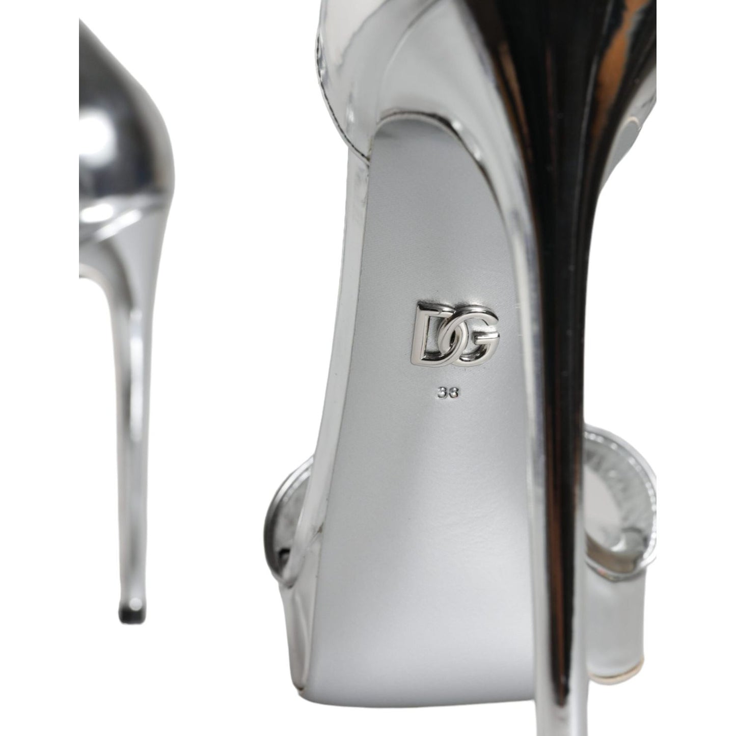 Dolce & Gabbana Silver KEIRA Heels Ankle Strap Sandals Shoes LA11347-38