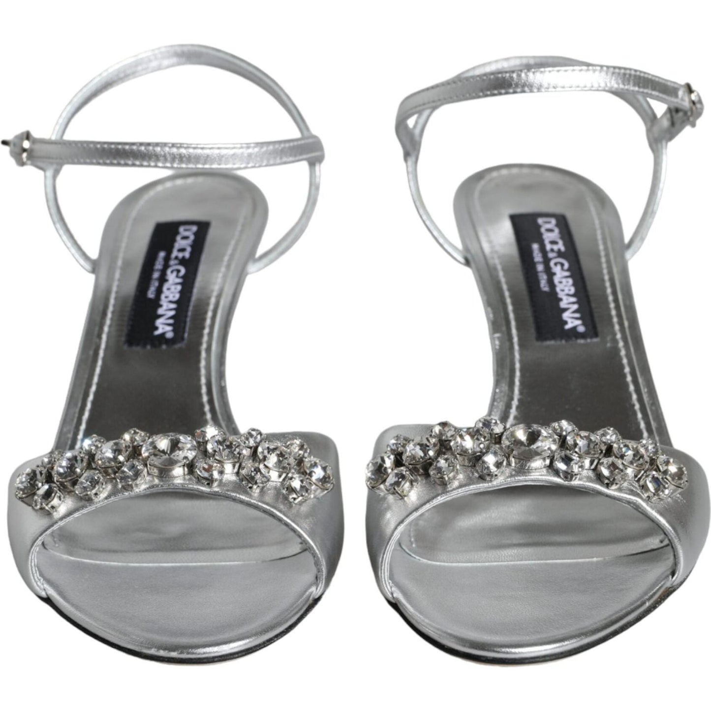 Dolce & Gabbana Silver Crystal AnkleStrap Keira Sandals Shoes LA11353-40