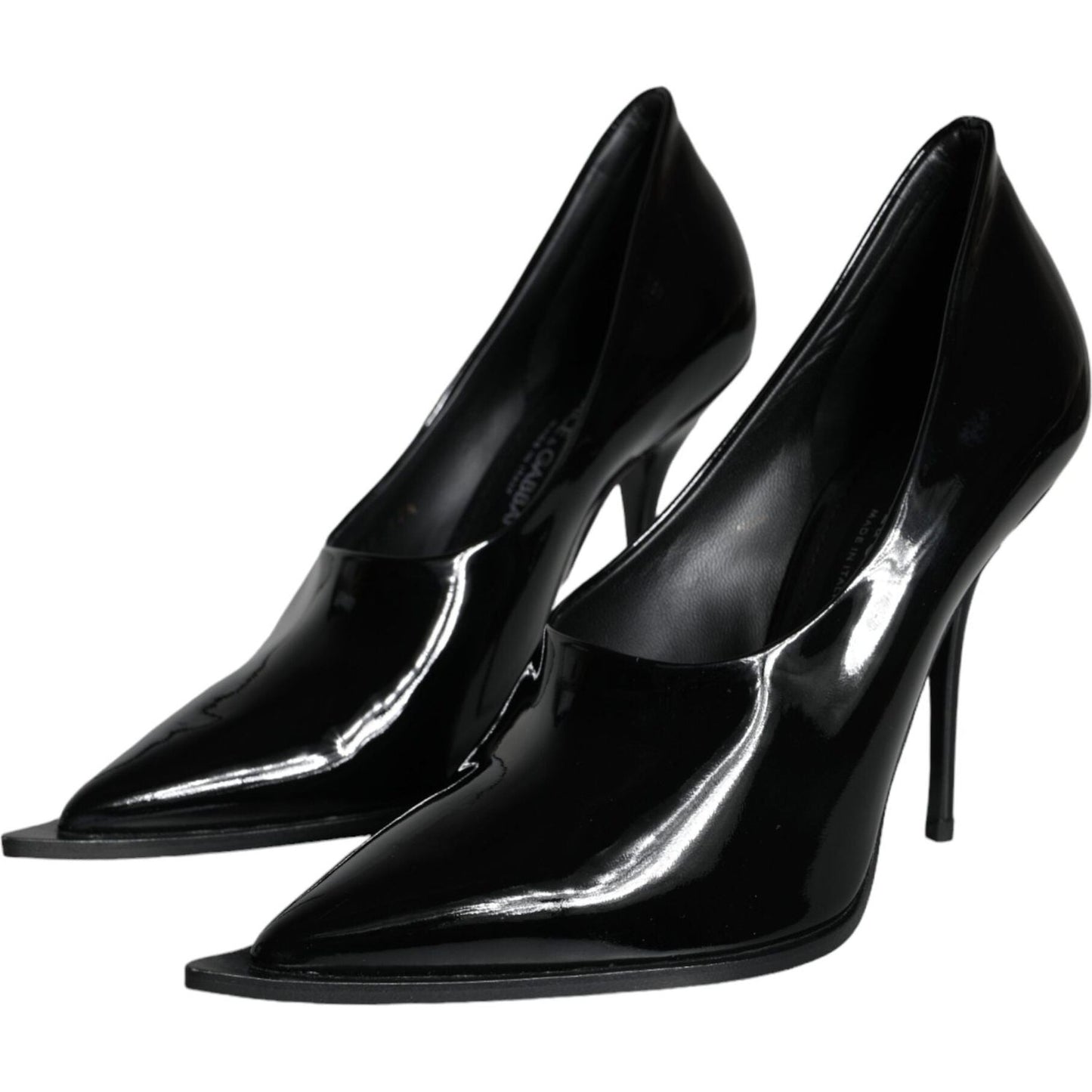 Dolce & Gabbana Black Patent Leather High Heels Pumps Shoes LA11363-37.5