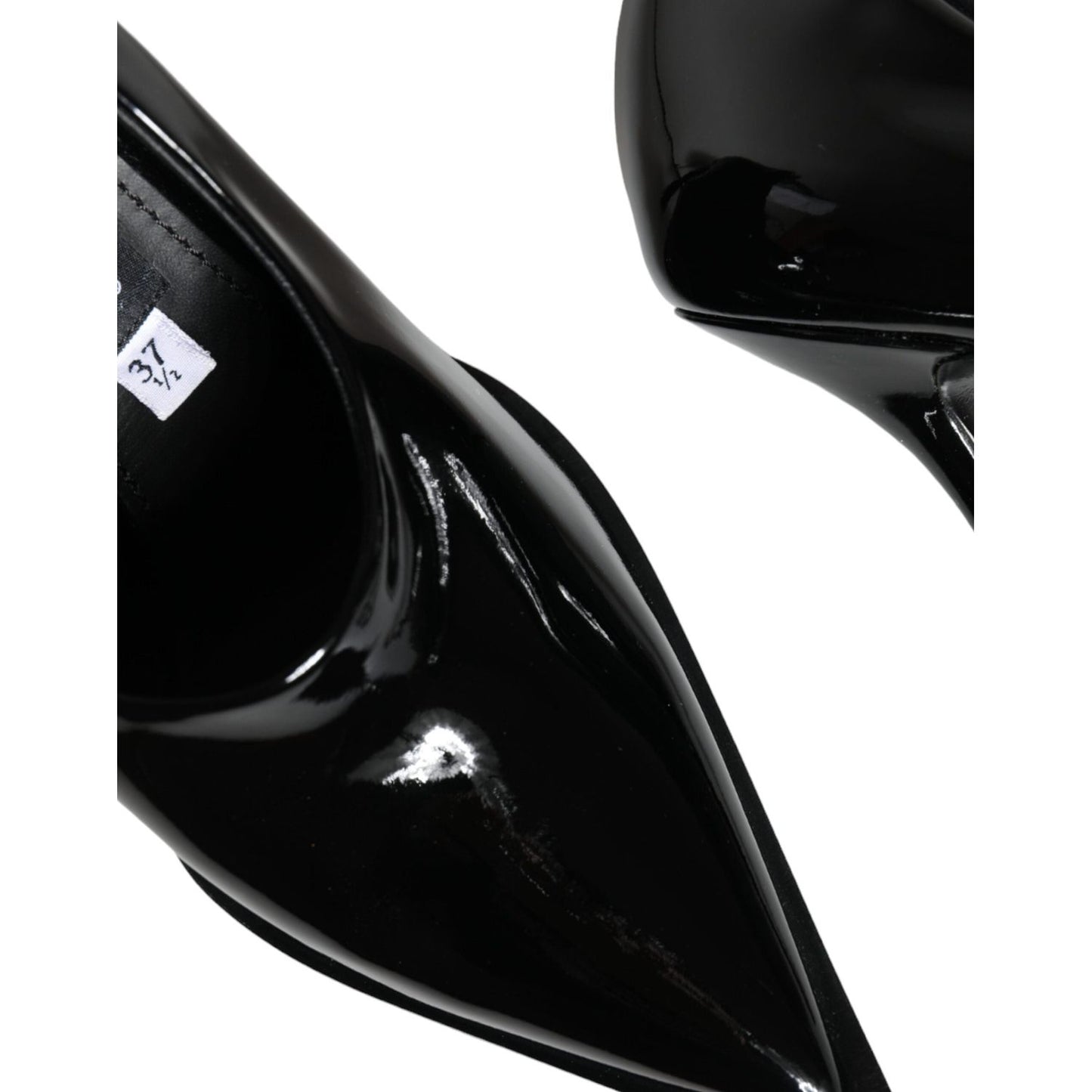 Dolce & Gabbana Black Patent Leather High Heels Pumps Shoes LA11363-37.5