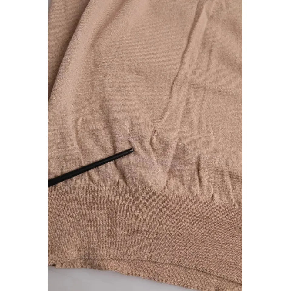 Dolce & Gabbana Brown Wool Black Lace 3/4 Sleeve Blouse Top TSH84047-46