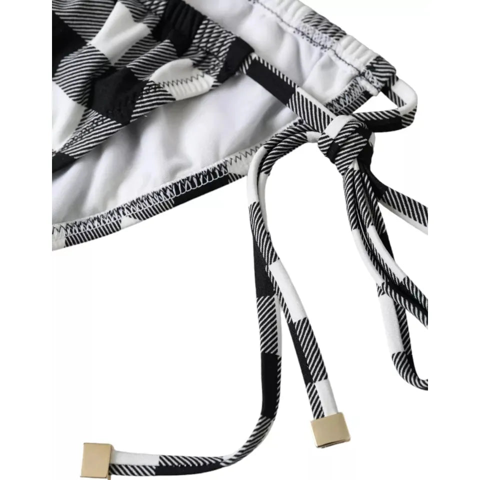 Dolce & Gabbana Black White Check Swimwear Beachwear Bottom Bikini BIK1816-3