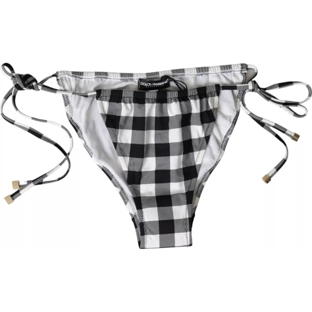 Dolce & Gabbana Black White Check Swimwear Beachwear Bottom Bikini BIK1816-3