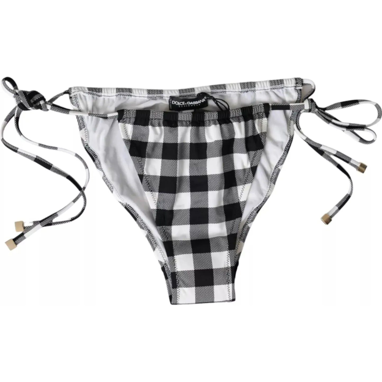 Dolce & Gabbana Black White Check Swimwear Beachwear Bottom Bikini BIK1816-3