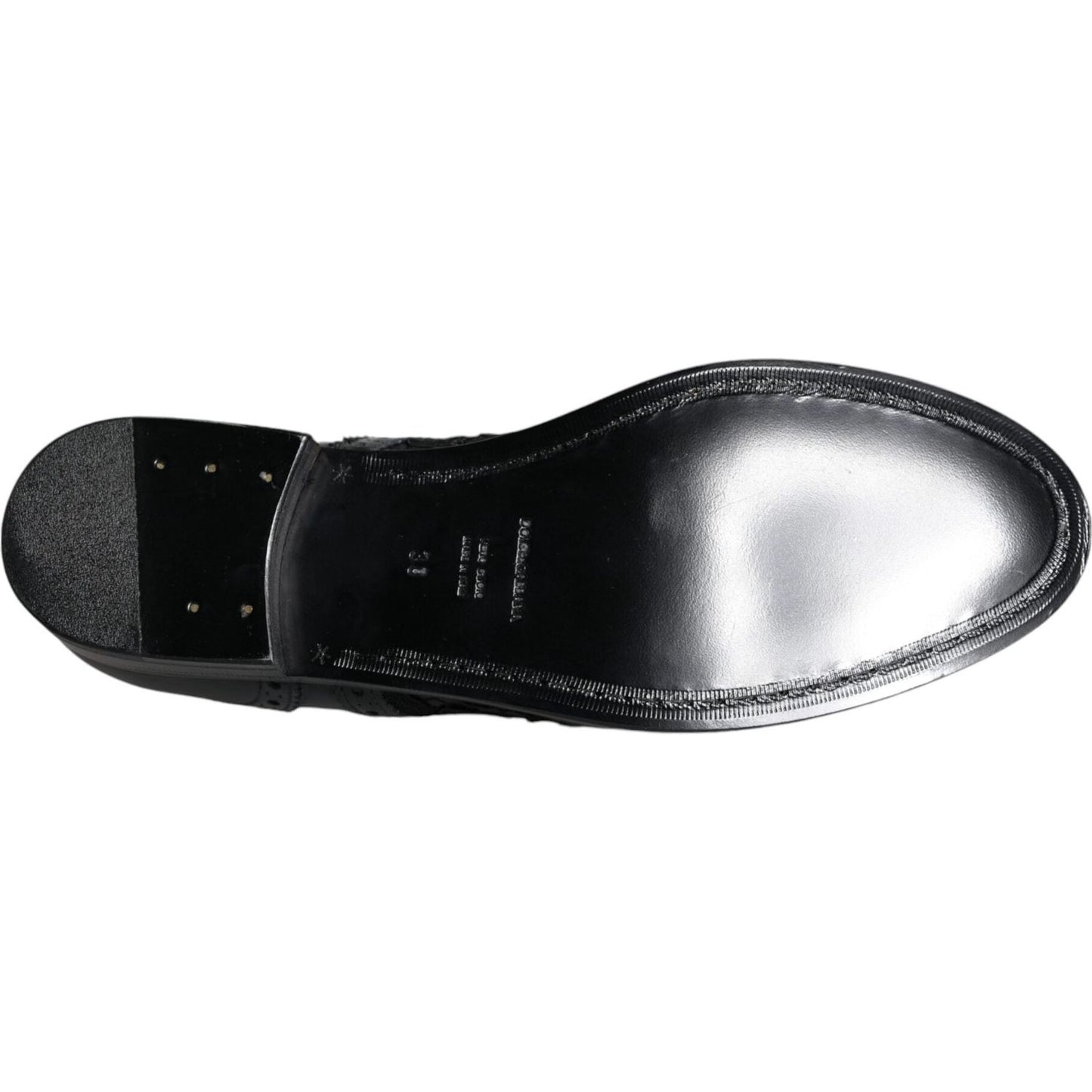 Dolce & Gabbana Black Leather Floral Lace Dress Formal Shoes LA11501-36