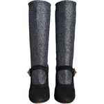 Dolce & Gabbana Black Crystal Mary Janes Booties Shoes LA11476-36