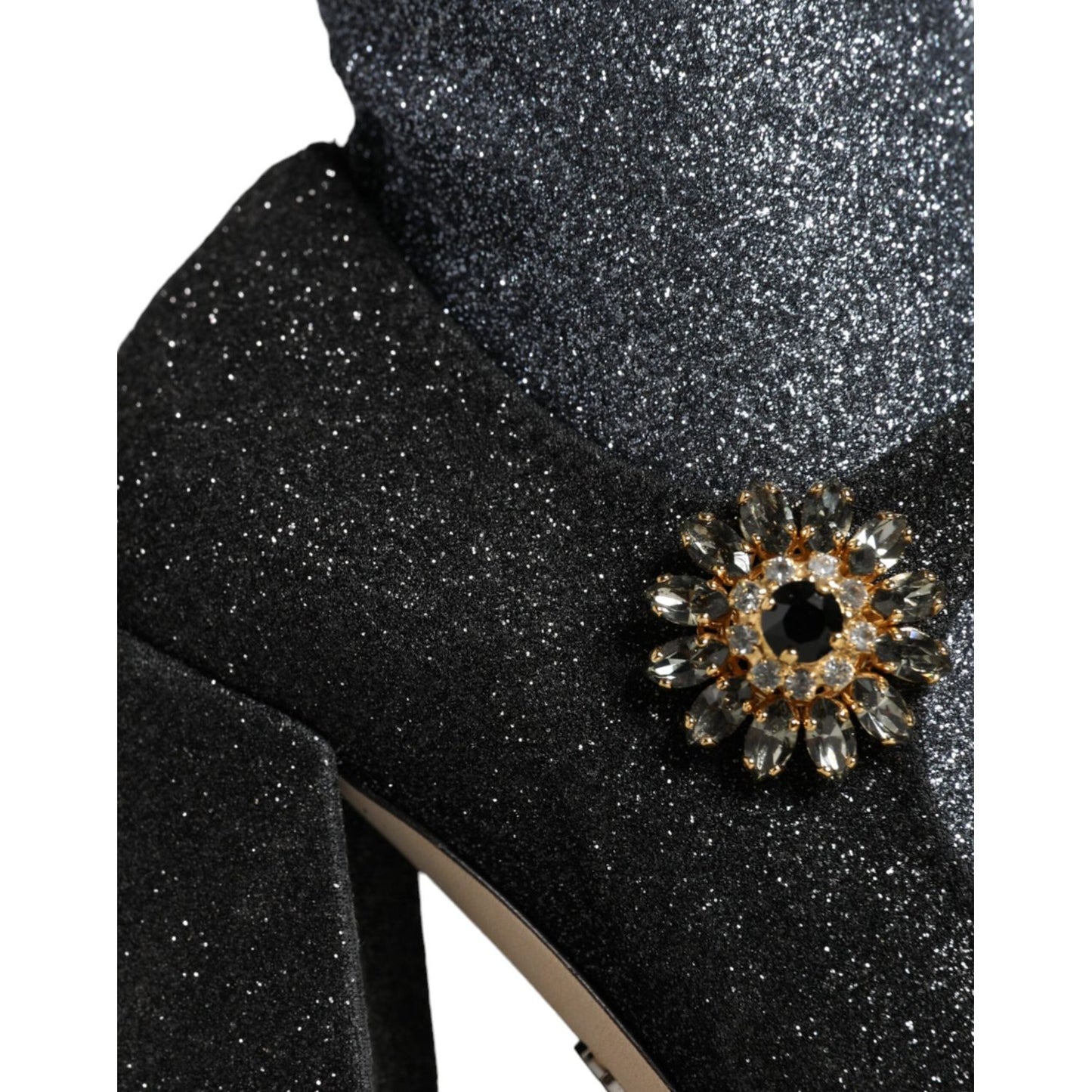 Dolce & Gabbana Black Crystal Mary Janes Booties Shoes LA11476-36